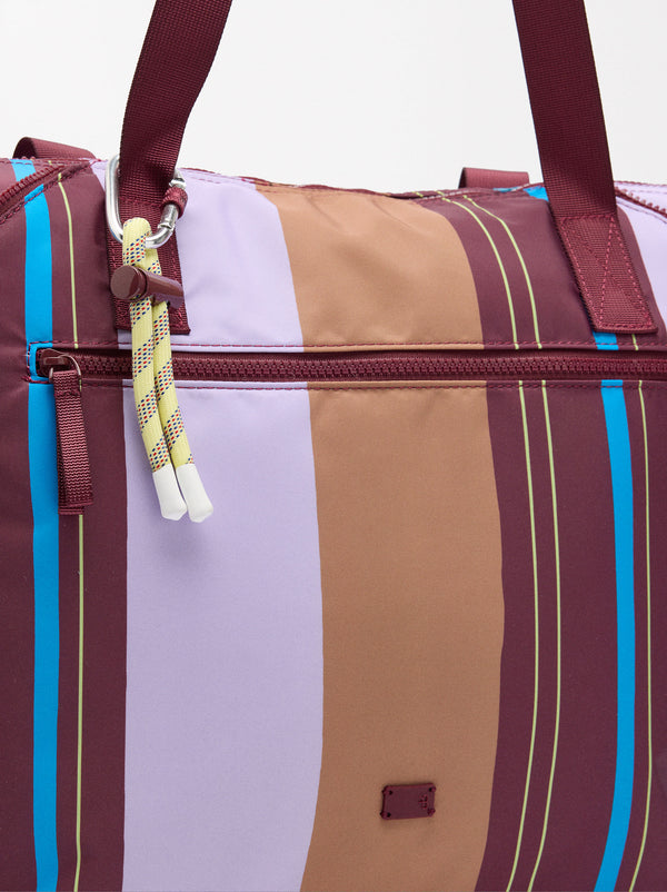 Striped Nylon Weekend Bag