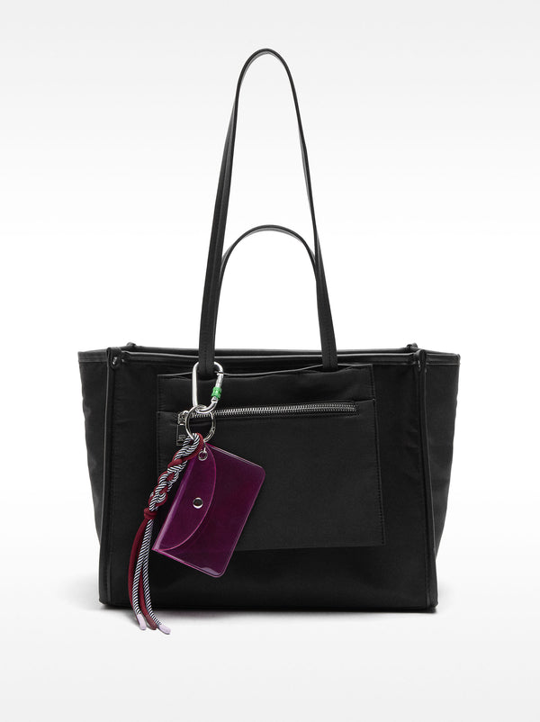 Nylon Shopper Bag With Pendant