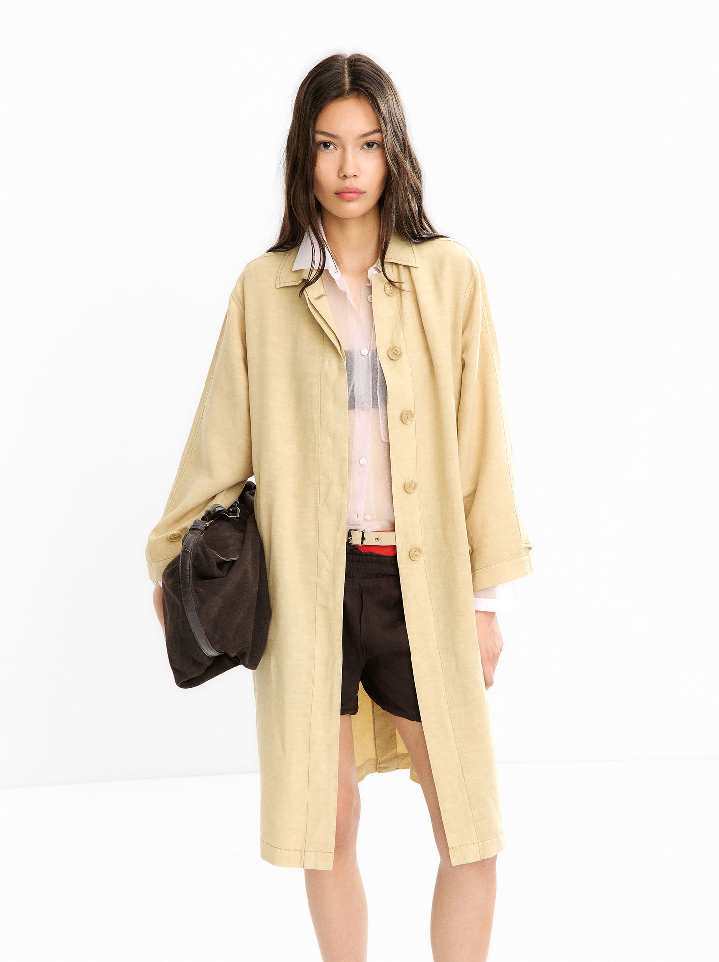 Trench Coat With Linen