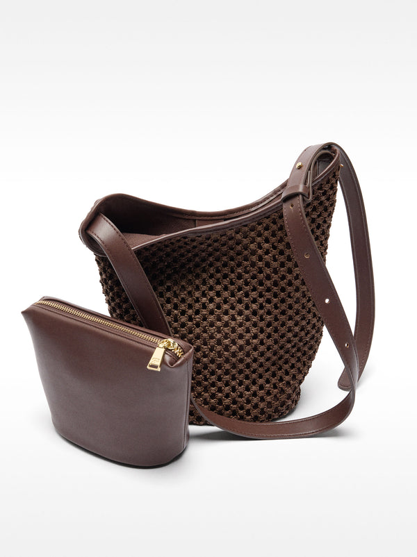 Bucket Bag With Straw Effect And Removable Bag S