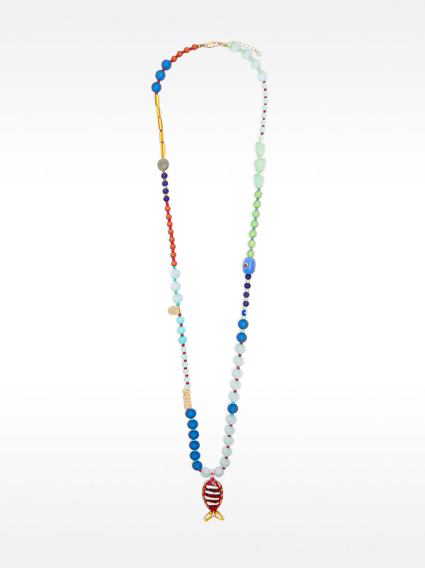 Beaded Necklace With Fish Pendant