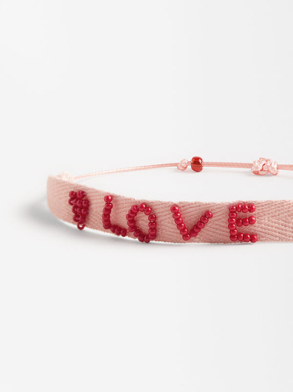 Adjustable Bracelet With Love Beads