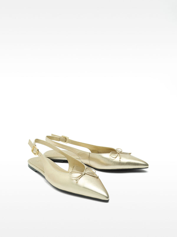 Metallic Leather Slingback Ballet Flats