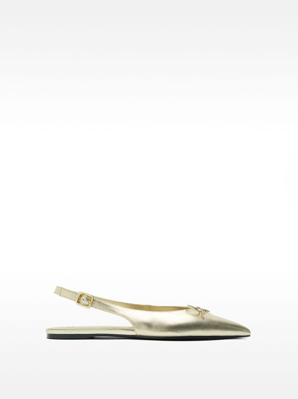 Metallic Leather Slingback Ballet Flats