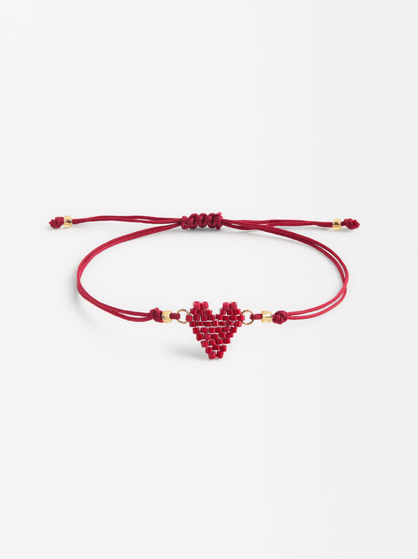 Adjustable Heart Bracelet With Crystals
