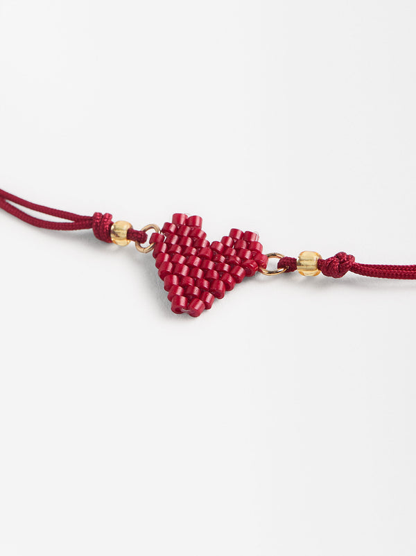 Adjustable Heart Bracelet With Crystals
