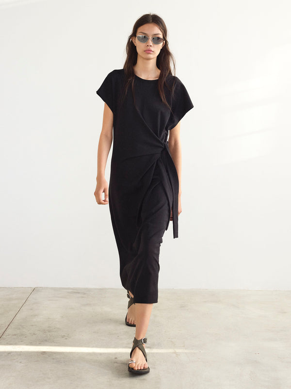 Draped Dress With Bow