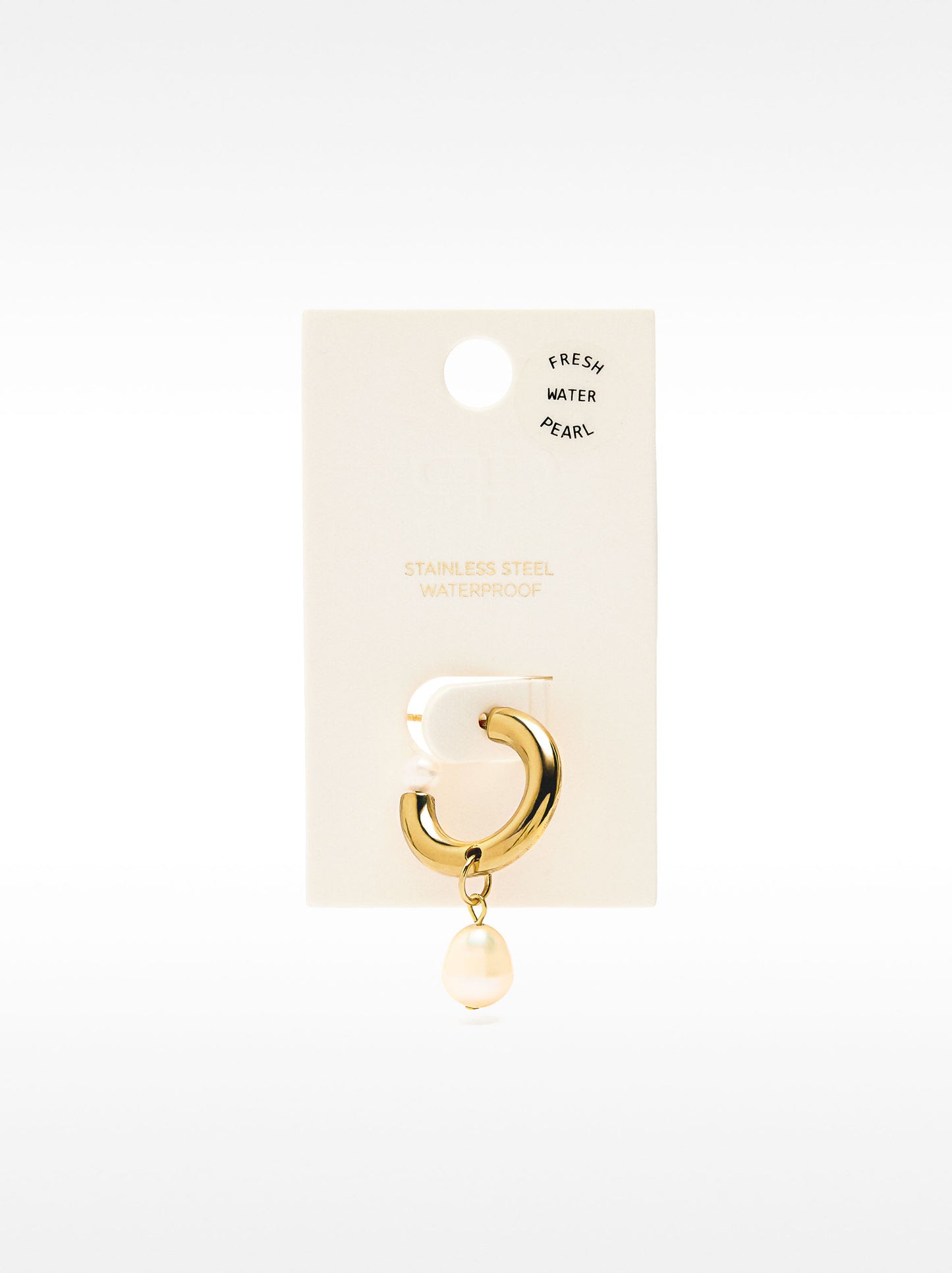 Single Pearl Freshwater Hoop - Stainless Steel