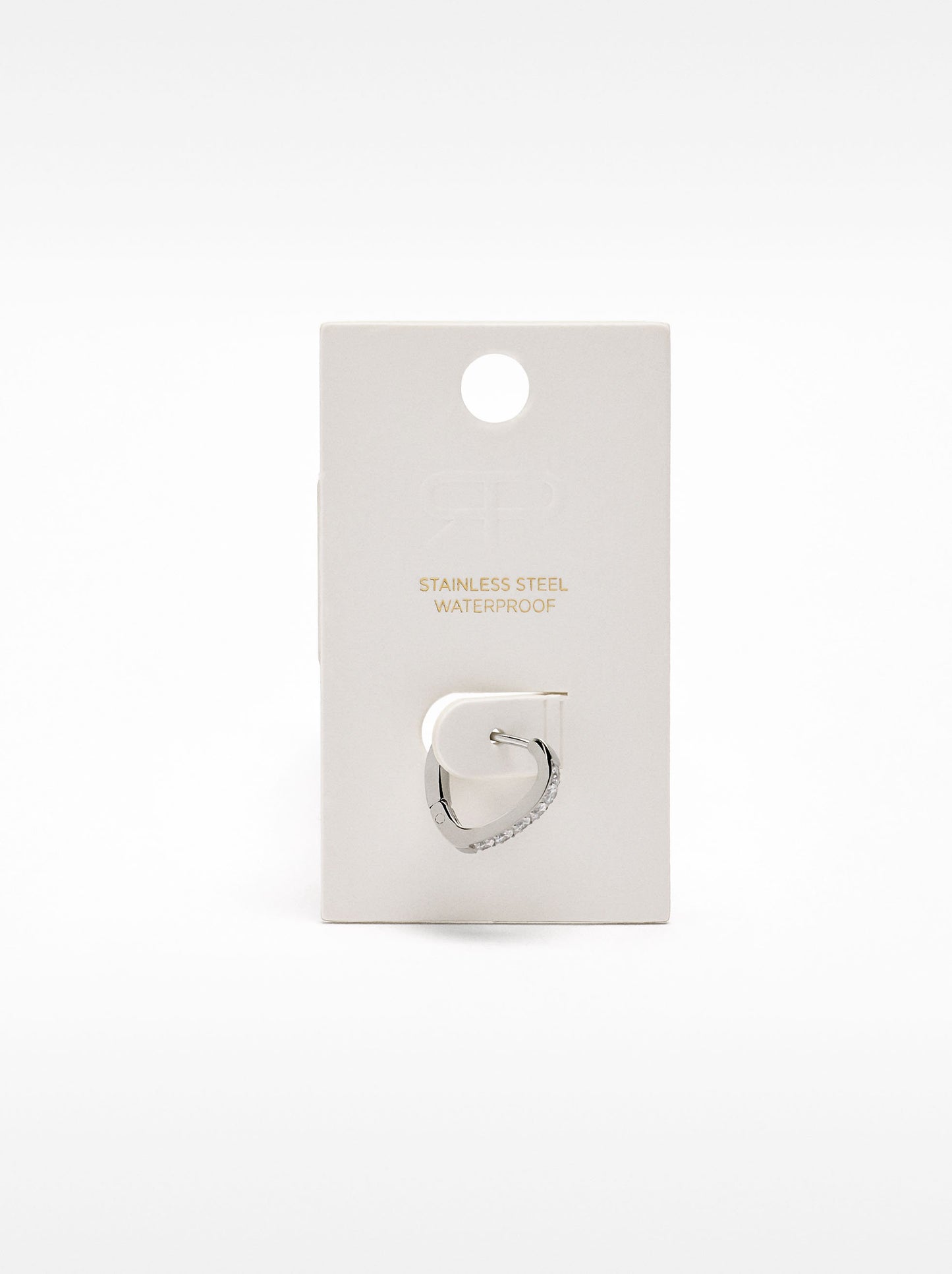 Single Heart Hoop And Crystals - Stainless Steel