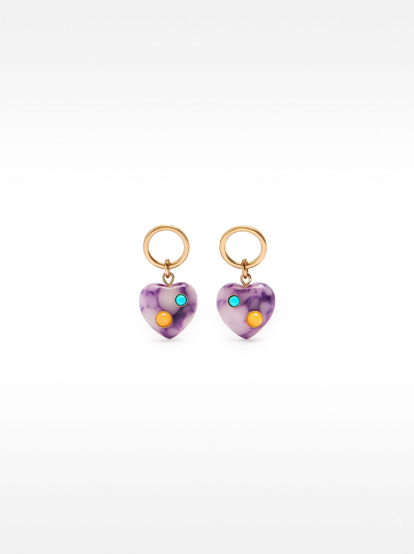 Hoop Earrings And Heart Stone
