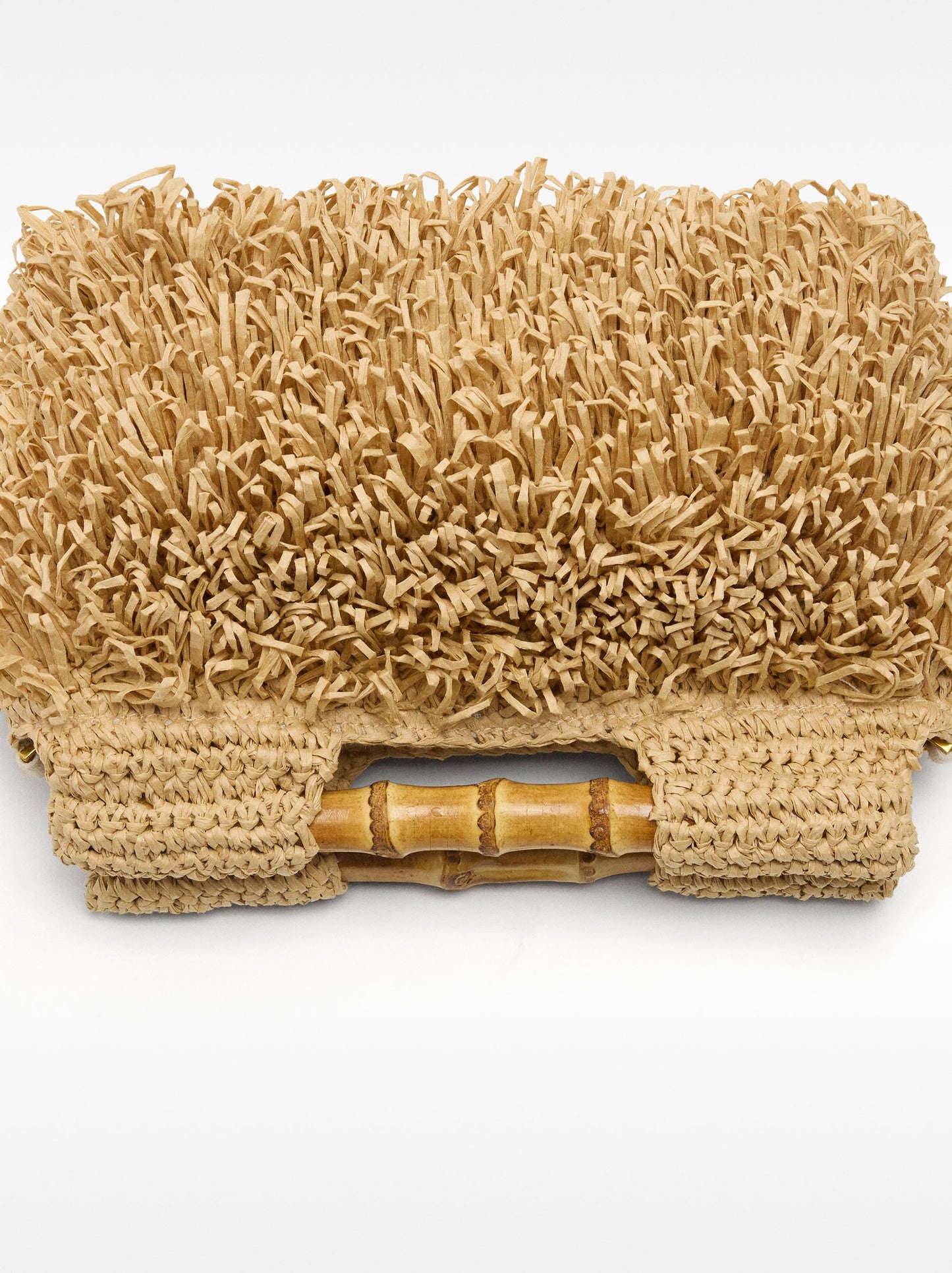 Straw-Effect Handbag With Bamboo