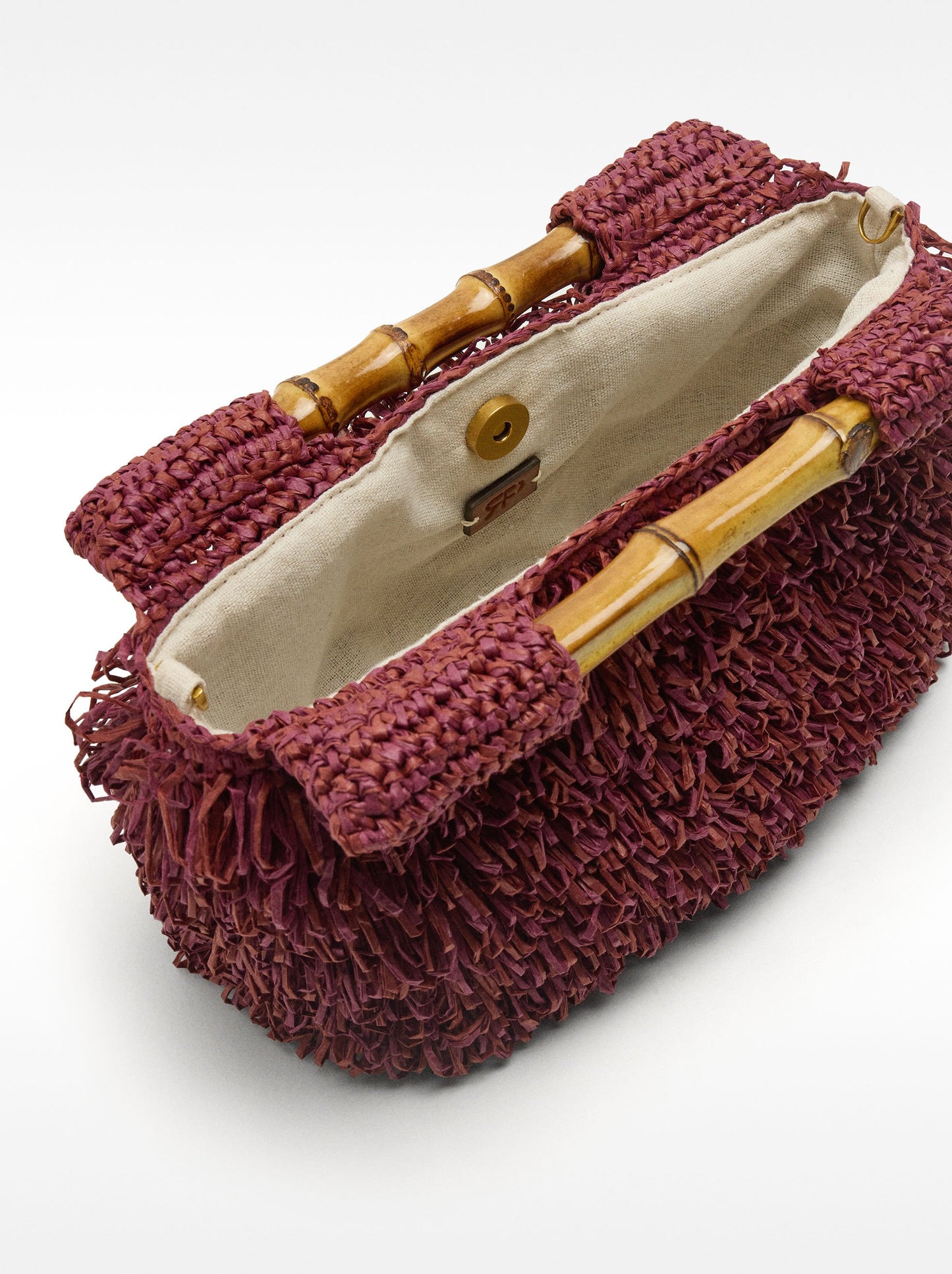 Straw-Effect Handbag With Bamboo
