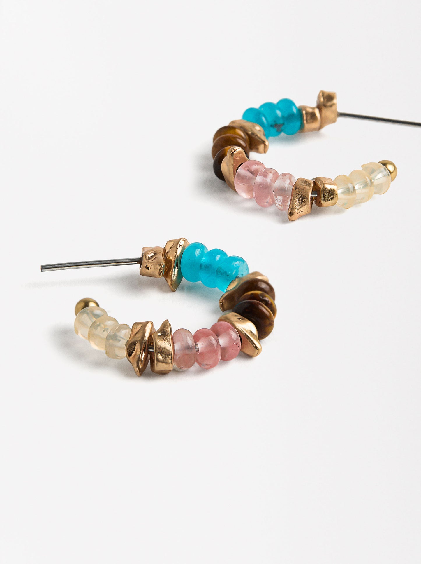 Open Hoop Earrings With Stones