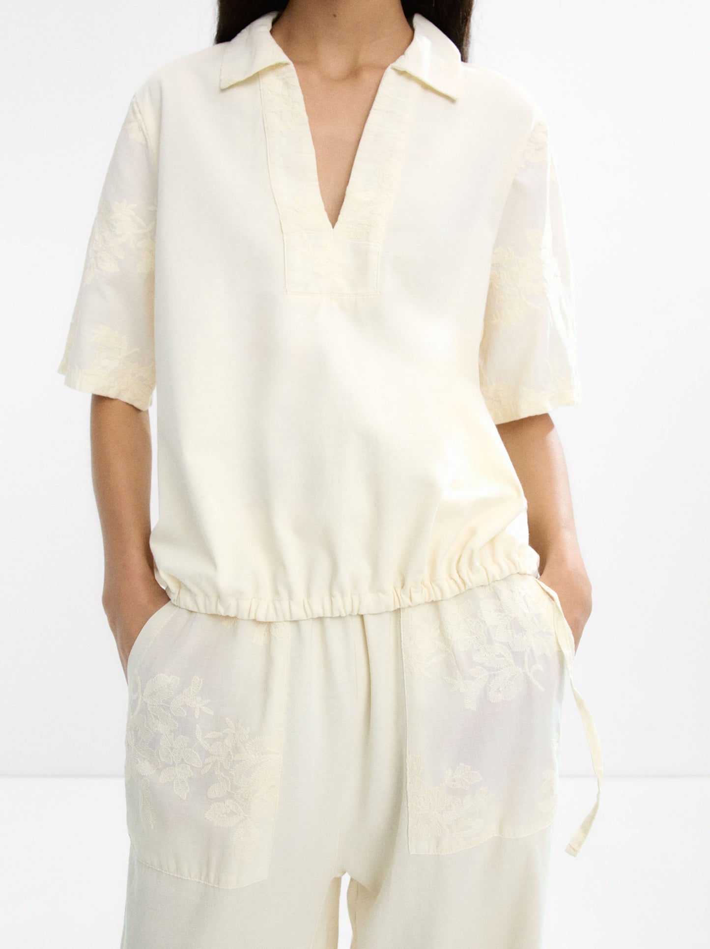 100% Cotton Trousers With Embroidery