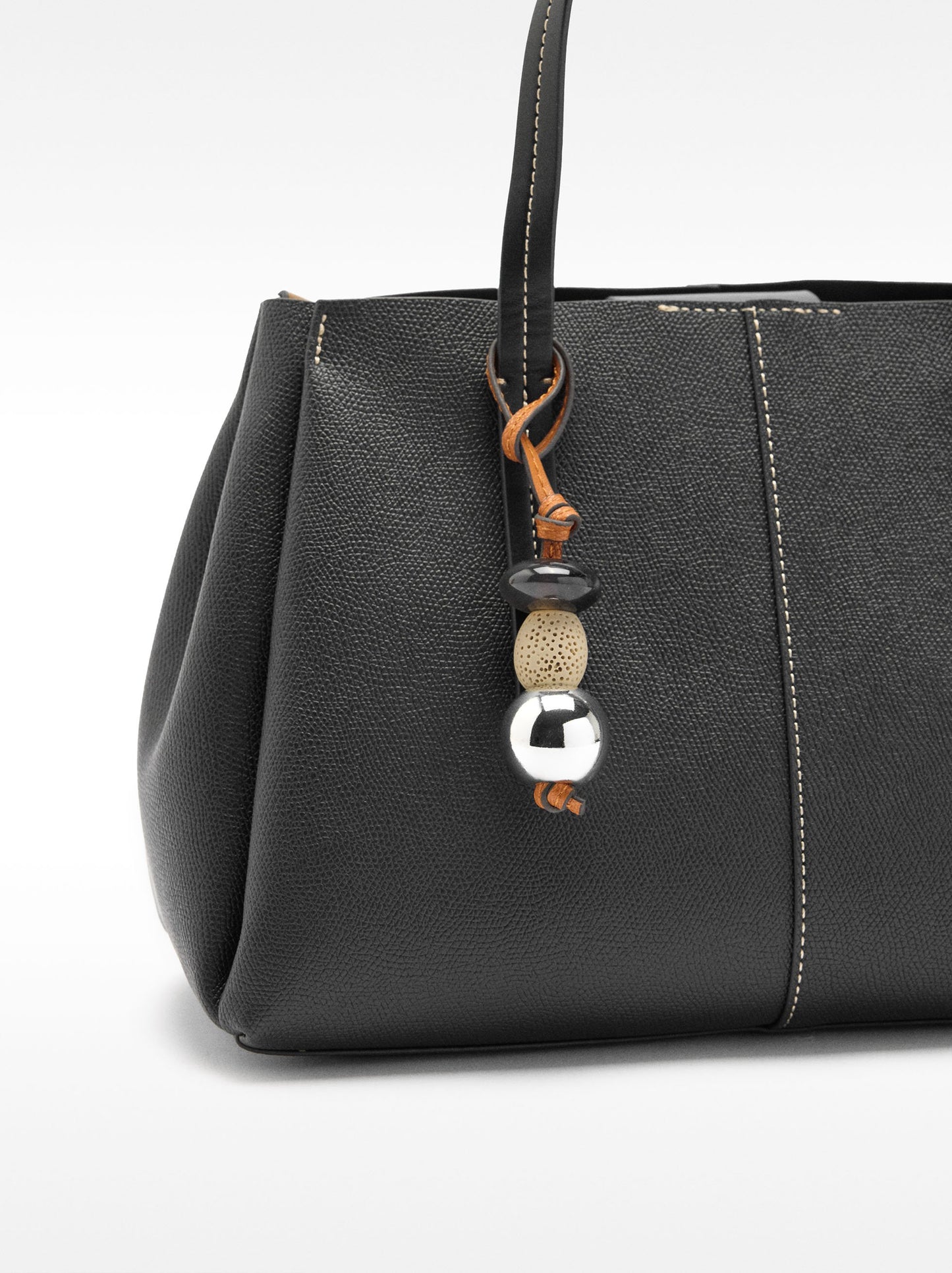 Tote Bag With Texture And Pendant
