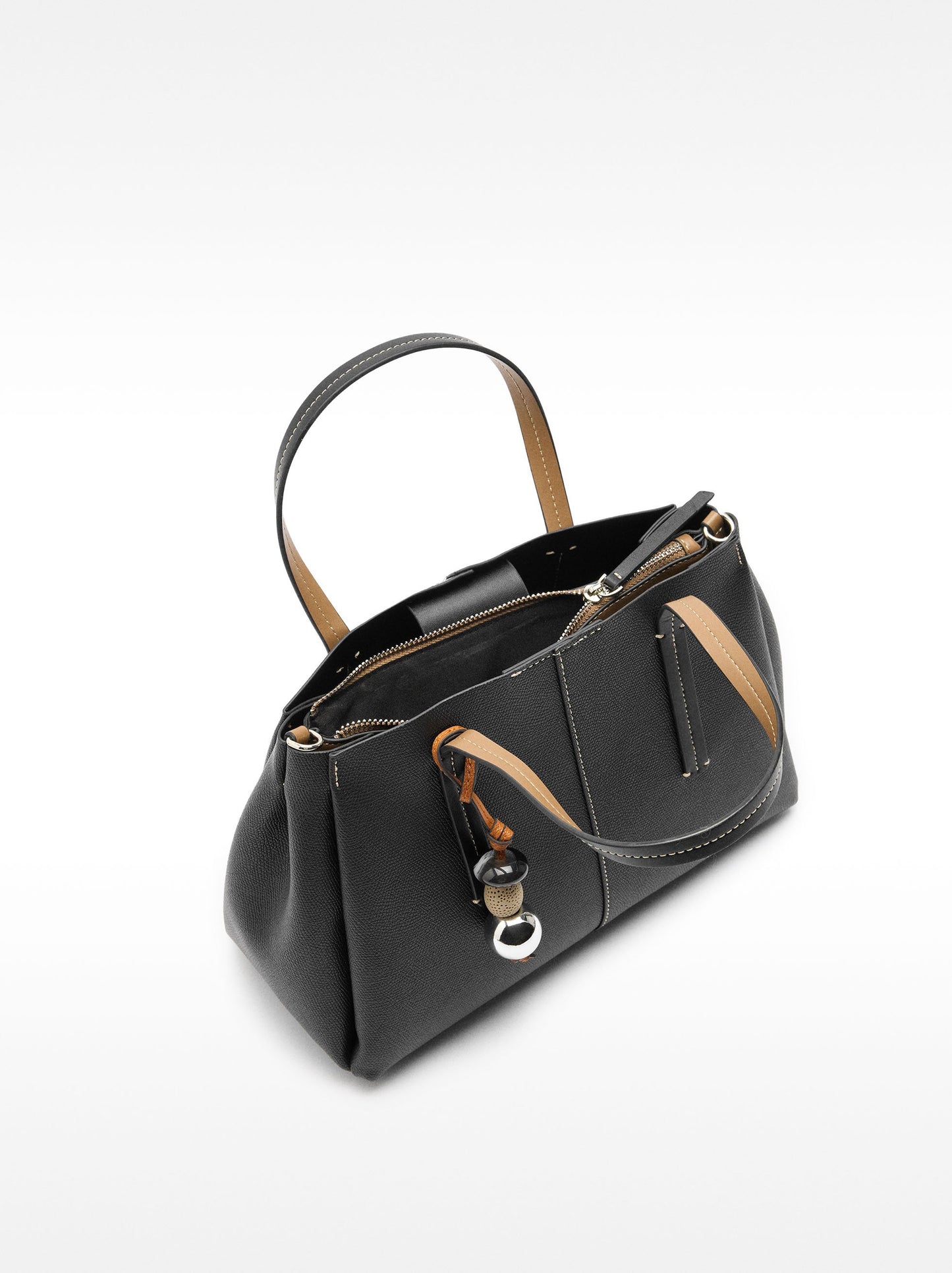 Tote Bag With Texture And Pendant