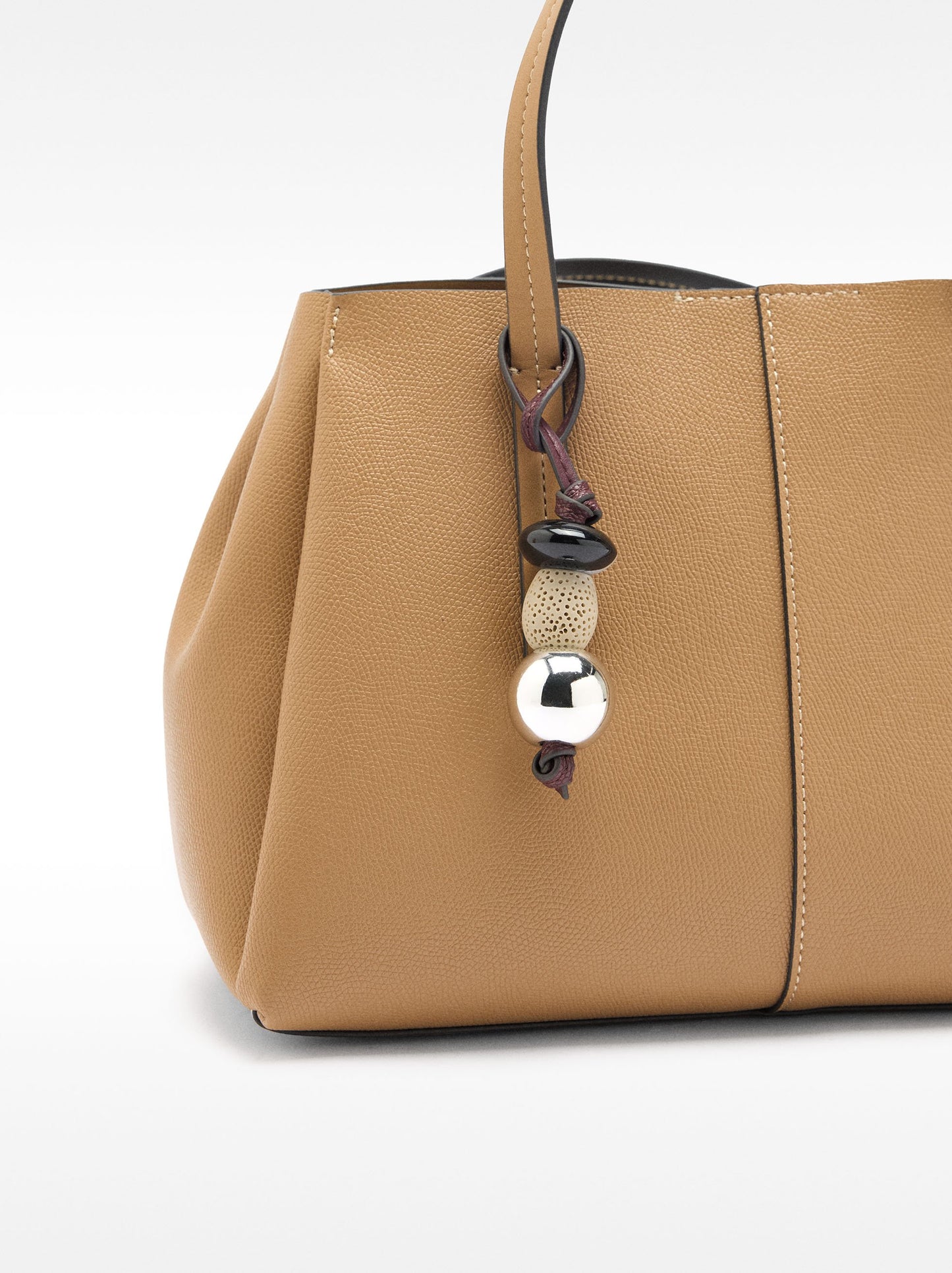 Tote Bag With Texture And Pendant