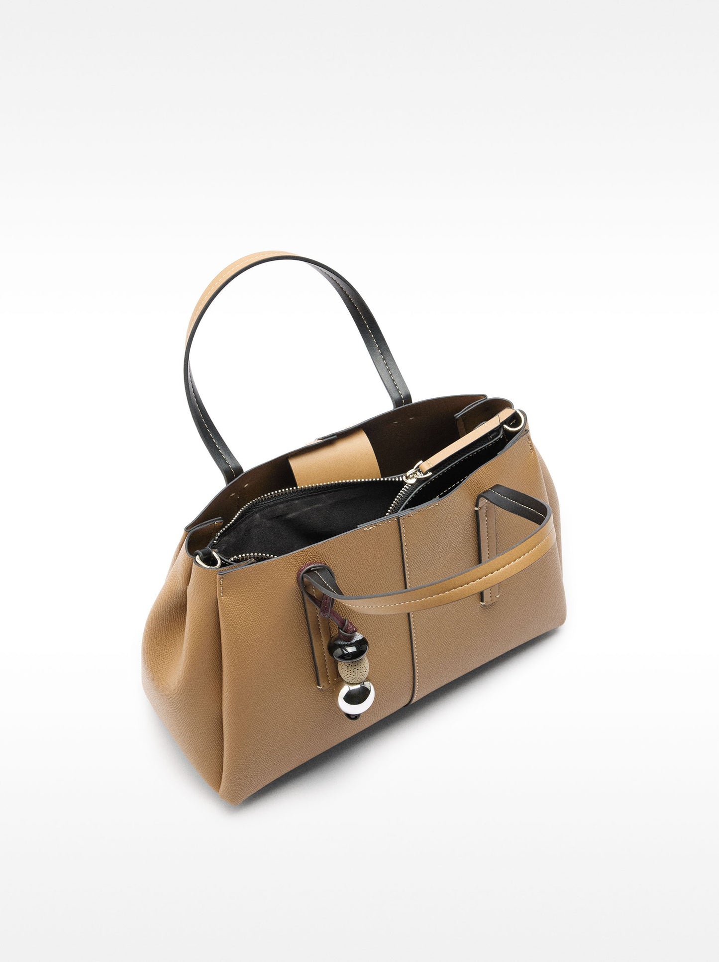 Tote Bag With Texture And Pendant