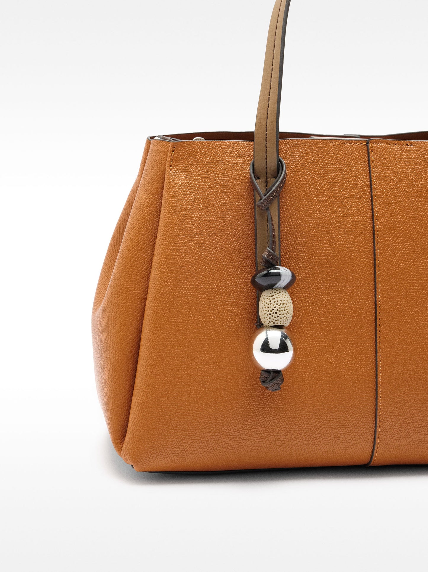 Tote Bag With Texture And Pendant