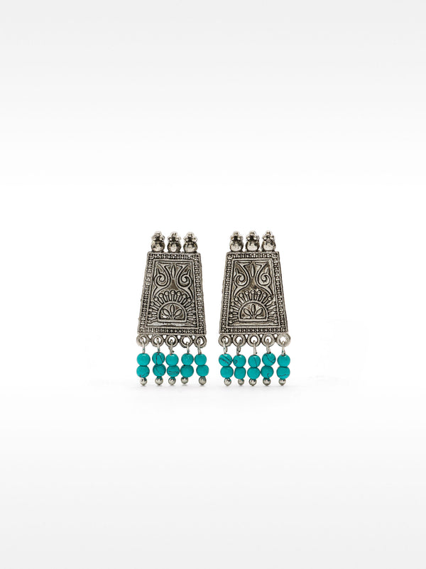 Rectangular Earrings With Stone