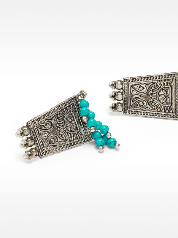Rectangular Earrings With Stone