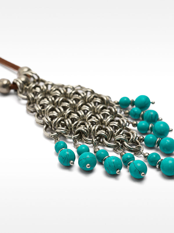 Pendant Leather Choker With Stones