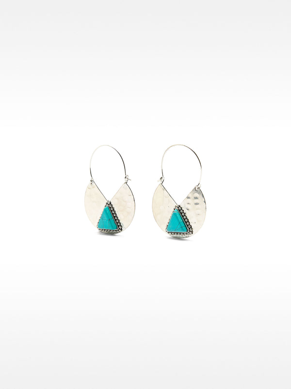 Triangular Stone Hoop Earrings