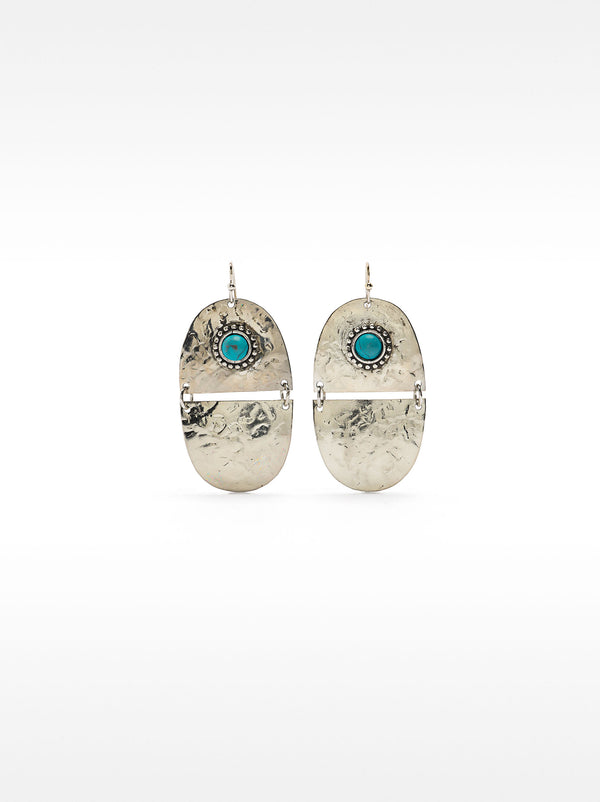 Oval Long Earrings With Stone