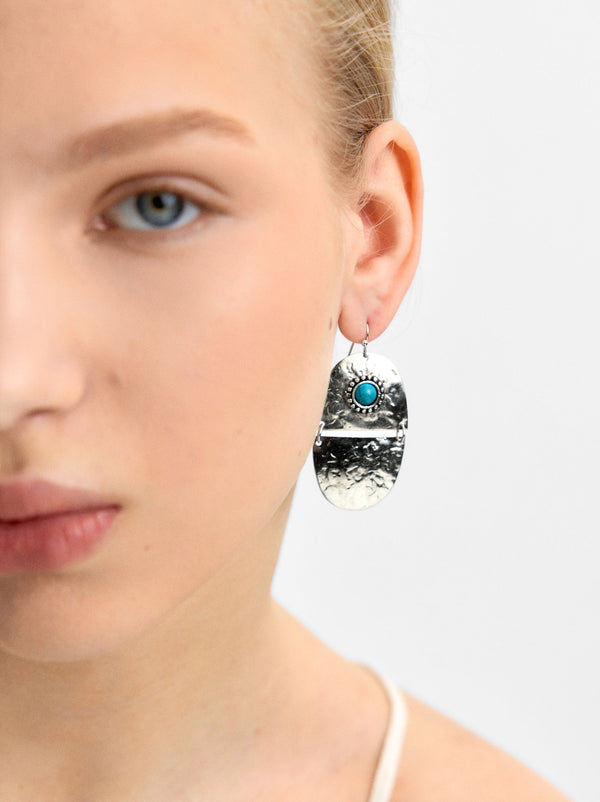 Oval Long Earrings With Stone