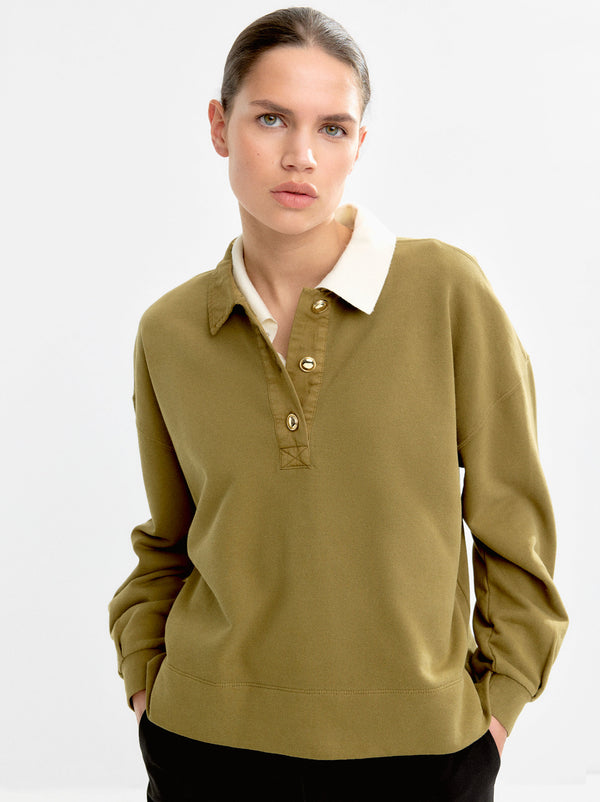 100% Cotton Sweatshirt Polo Collar