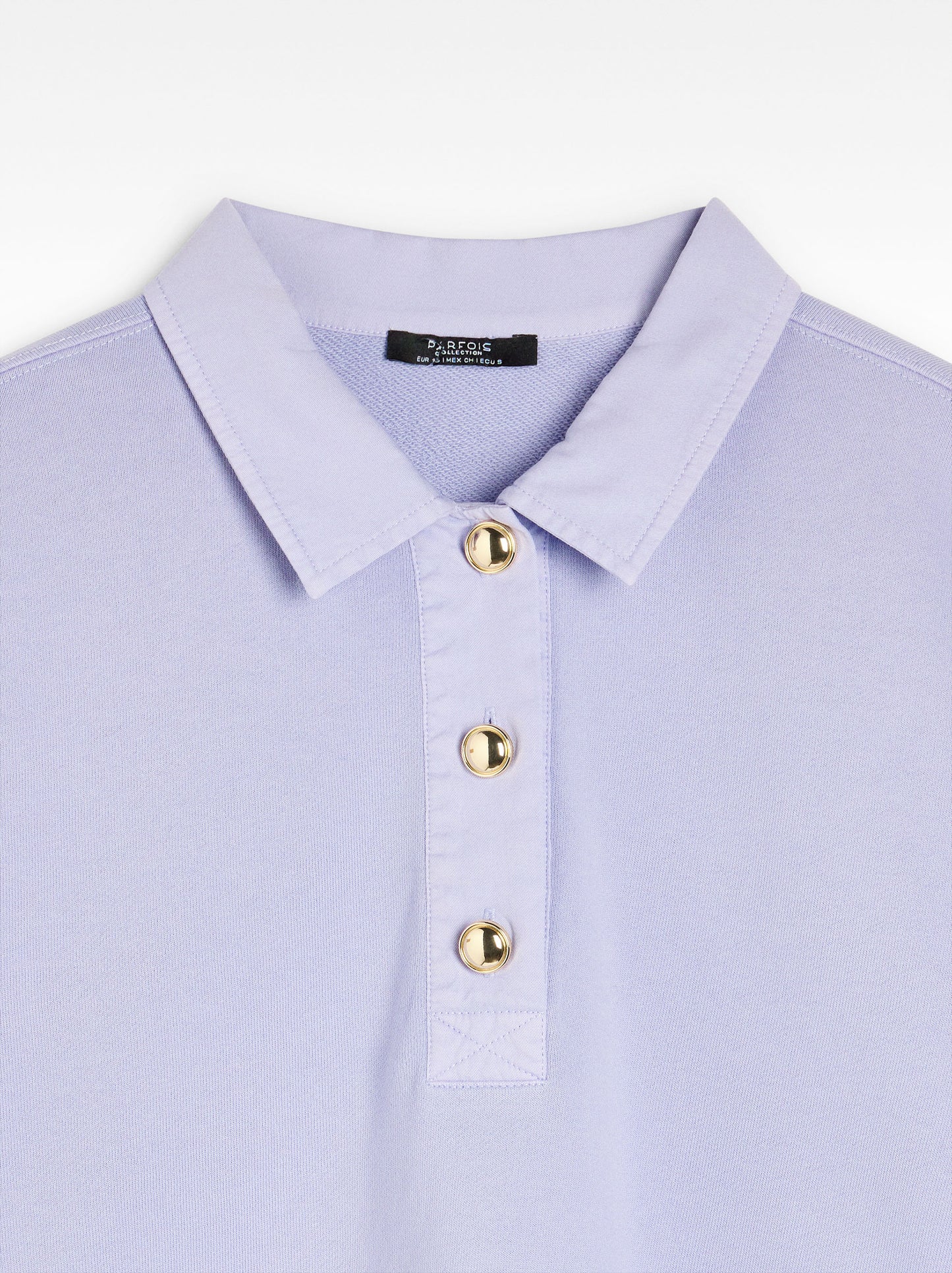 100% Cotton Sweatshirt Polo Collar