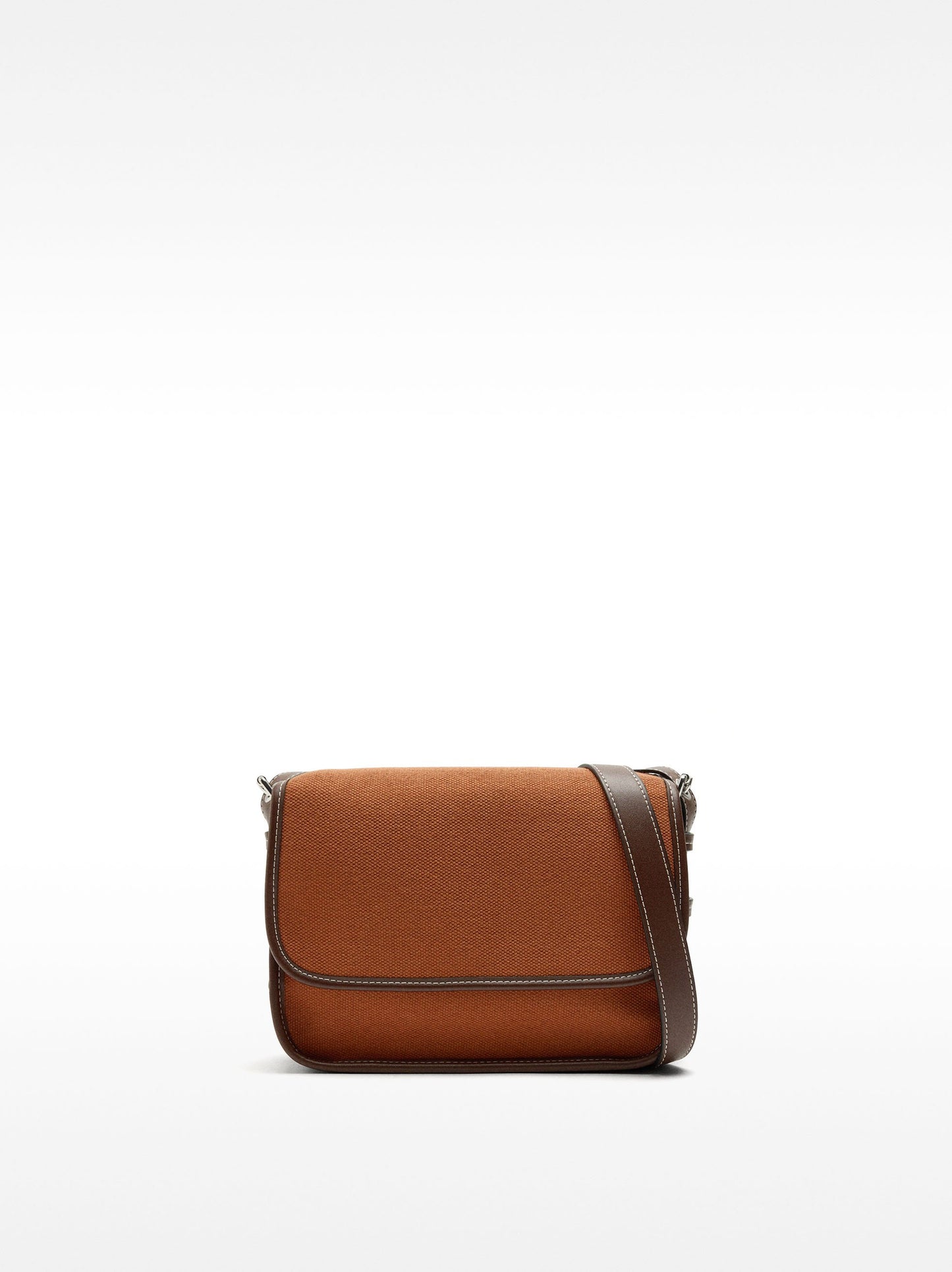 Fabric Crossbody Bag With Flap Closure