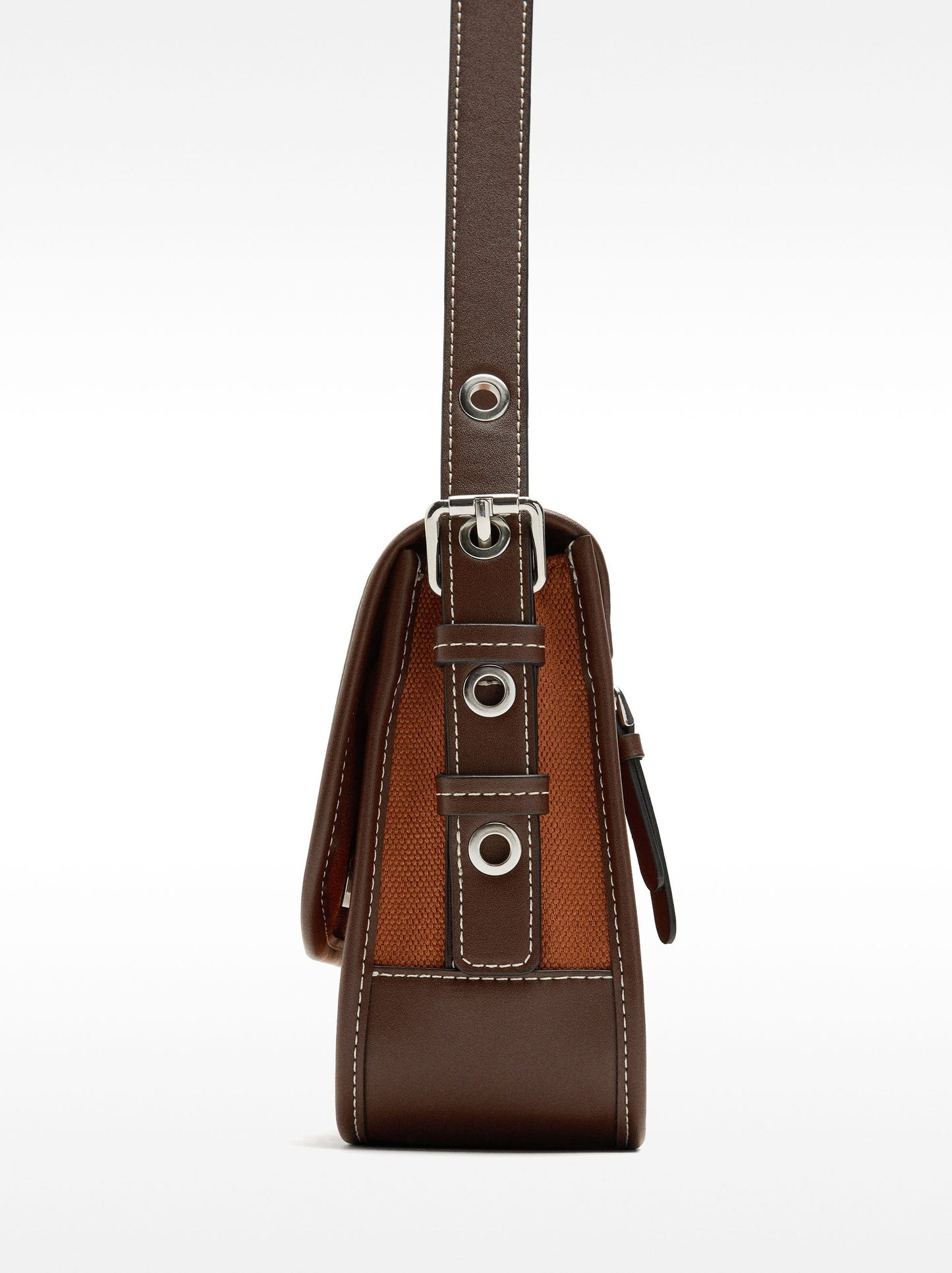 Fabric Crossbody Bag With Flap Closure