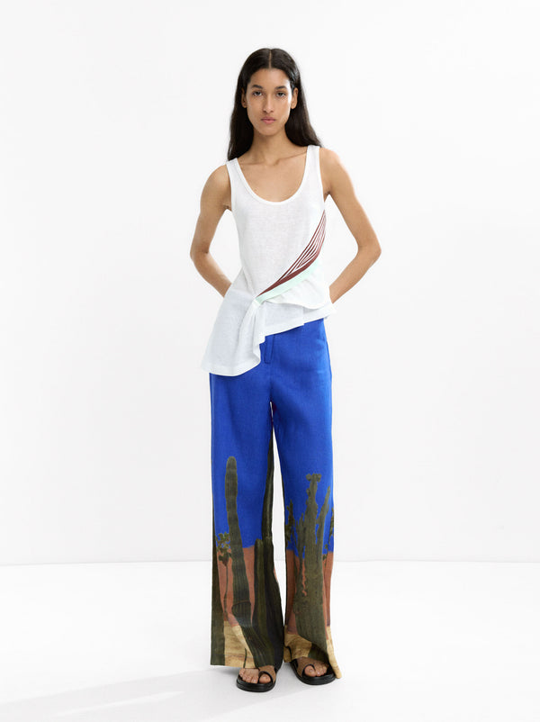 100% Linen Printed Trousers