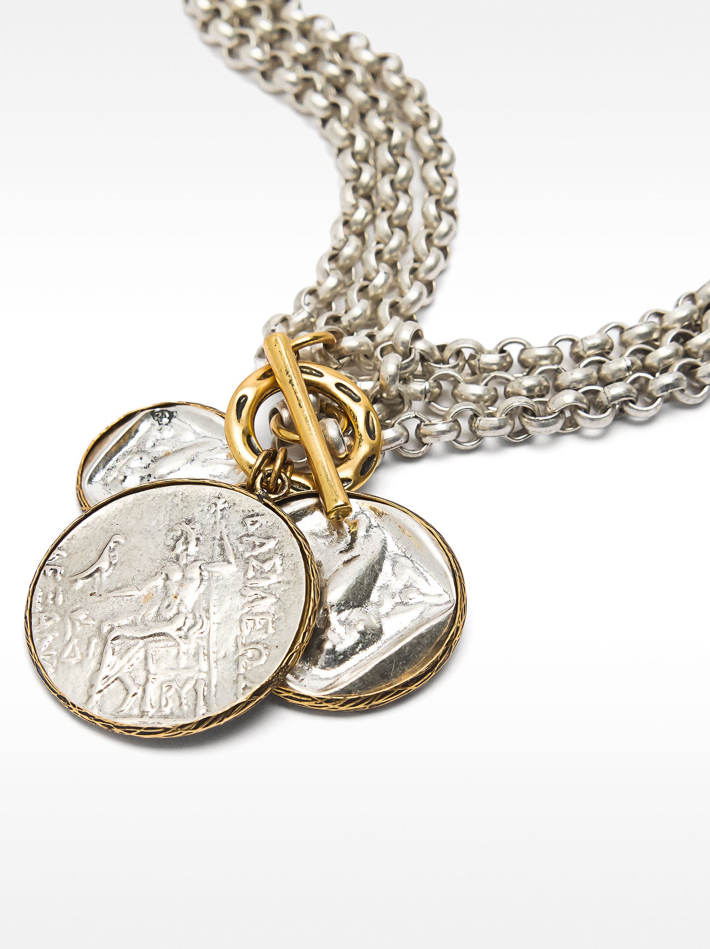 Wide Chain Necklace With Medals