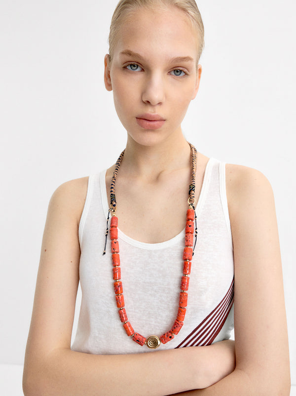 Cord Necklace With Glass Beads