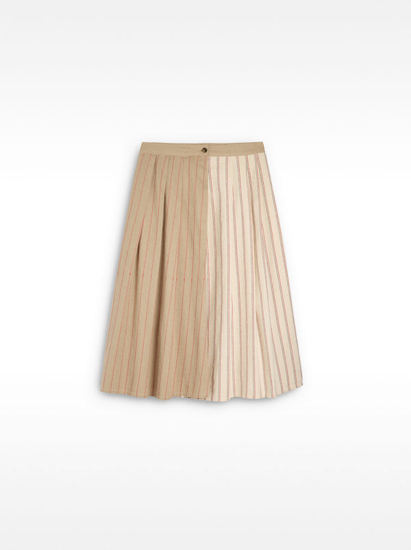 Bicolor Striped Midi Skirt