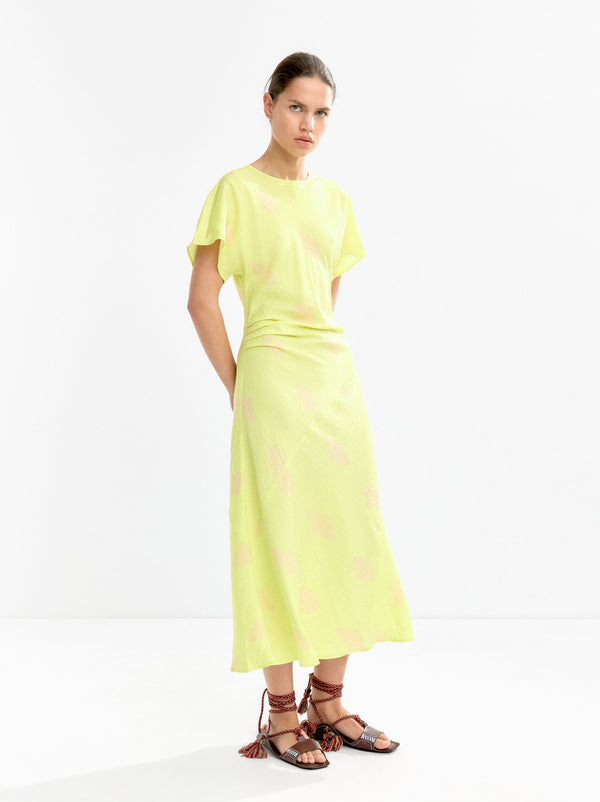 Draped Printed Midi Dress