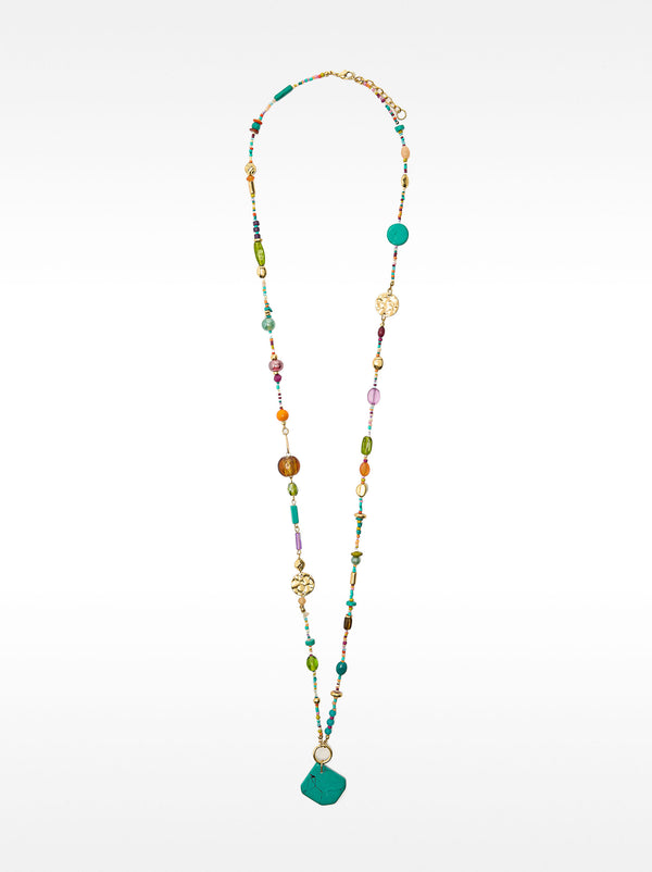 Multicolour Long Necklace With Stones