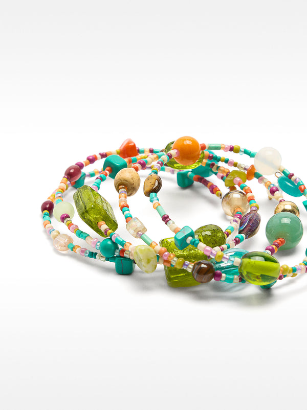 Set Of Bracelets With Stones And Beads