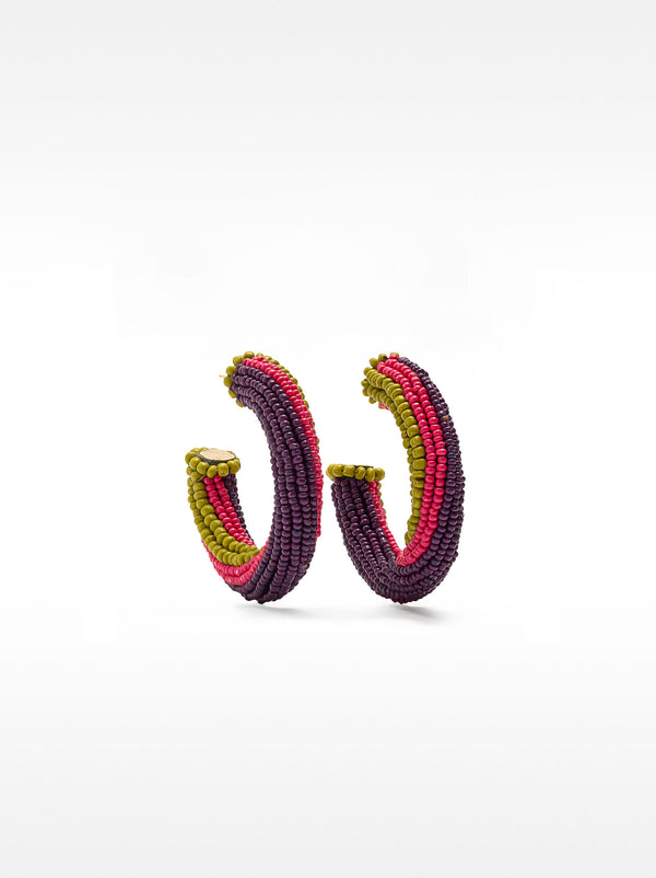 Multicolour Open Hoop Earrings With Beads