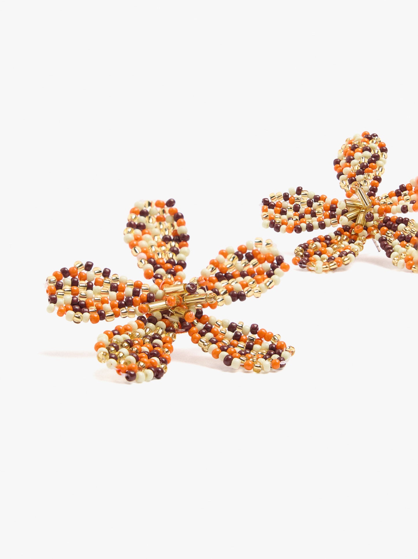 Flower Earrings With Beads