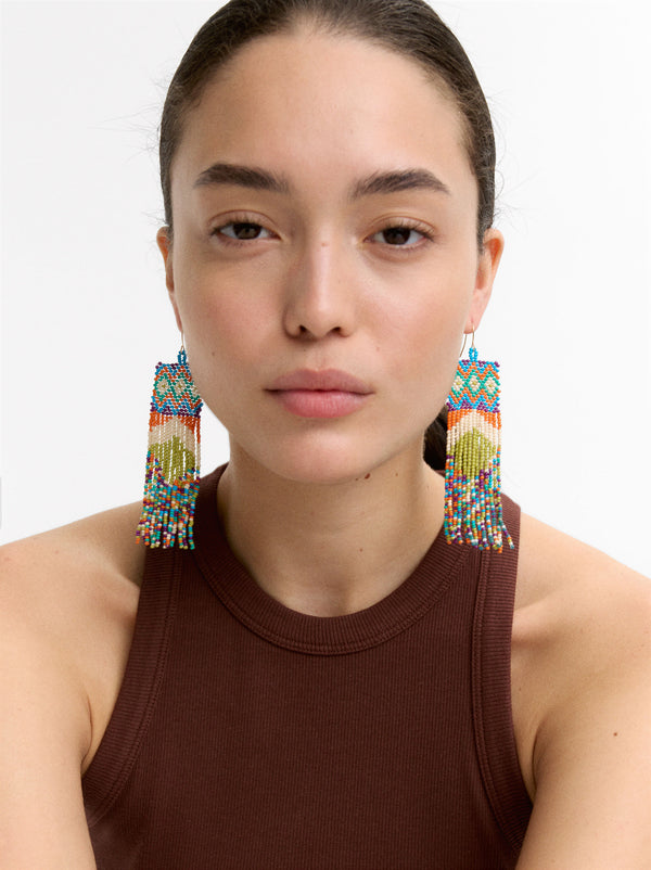 Multicolour Ethnic Long Earrings