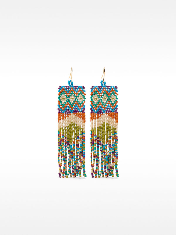 Multicolour Ethnic Long Earrings