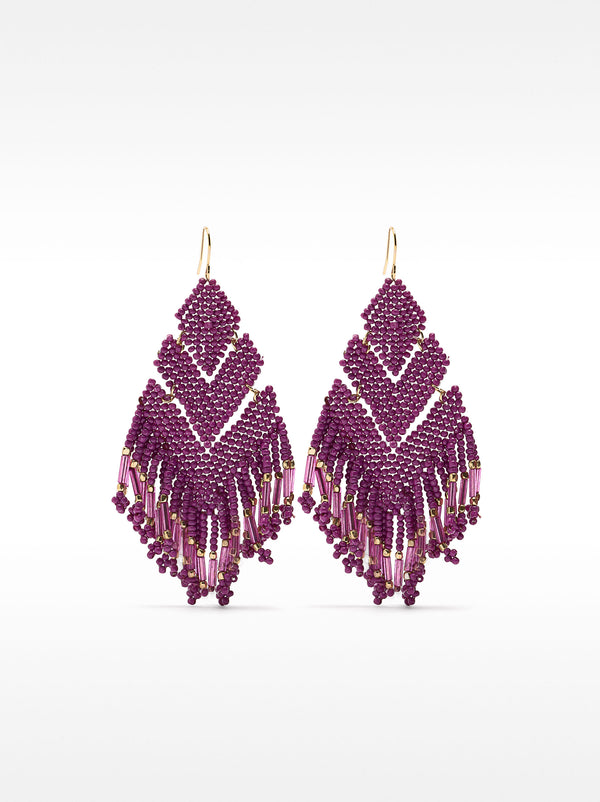 Diamond-Shaped Earrings With Beads