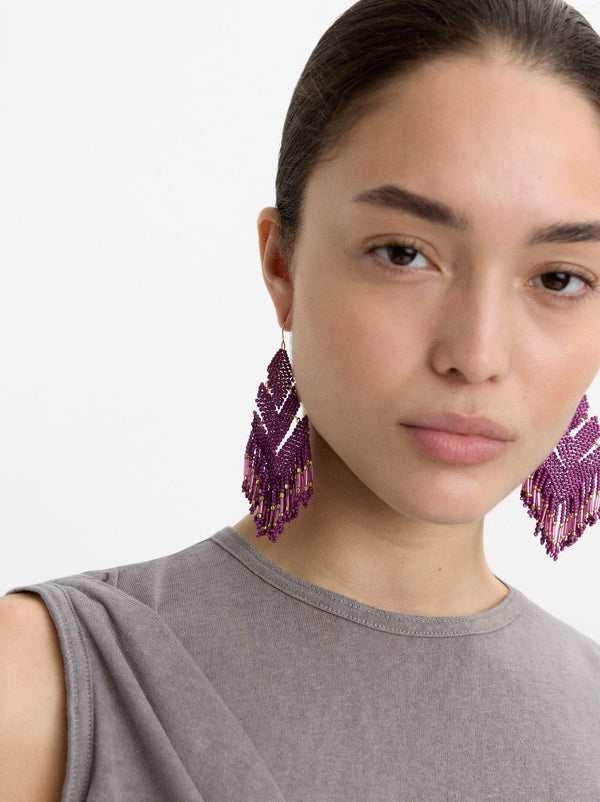 Diamond-Shaped Earrings With Beads