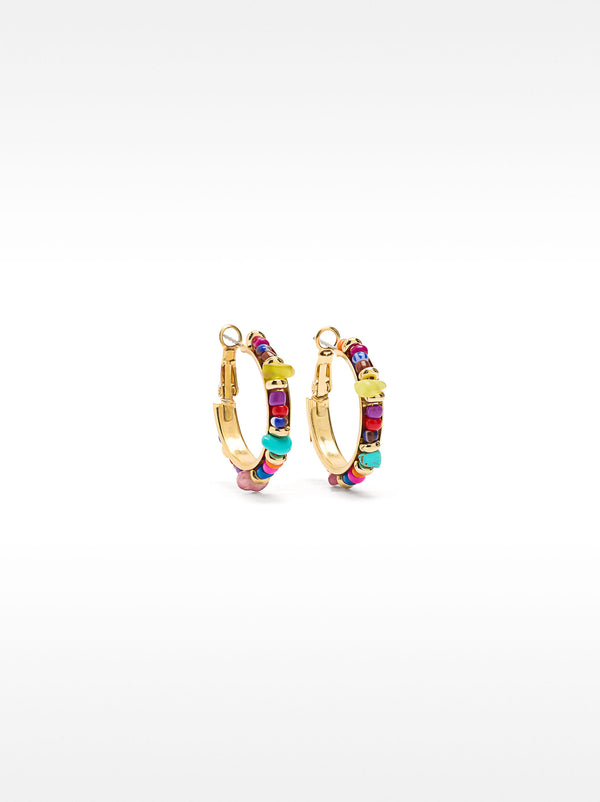 Hoop Earrings With Beads And Stones