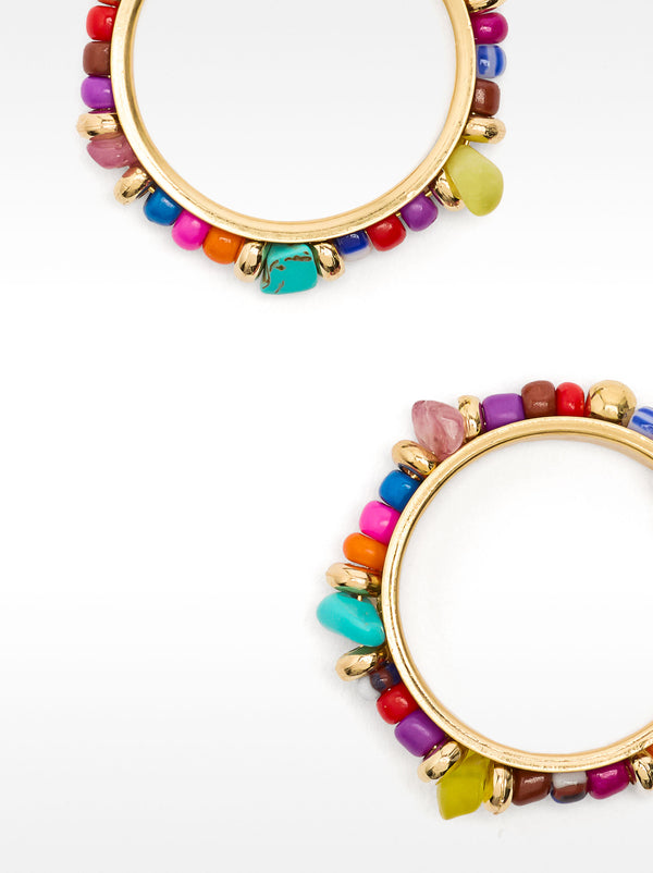 Hoop Earrings With Beads And Stones