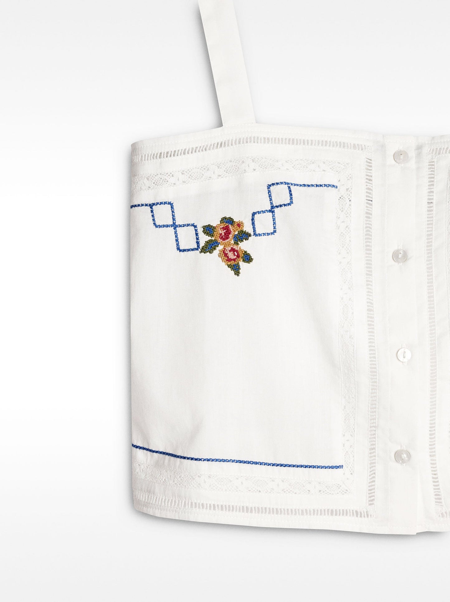 Embroidered Top With Lace