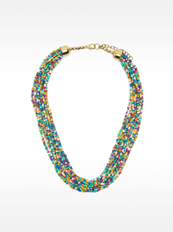 Multi-Strand Short Necklace With Beads